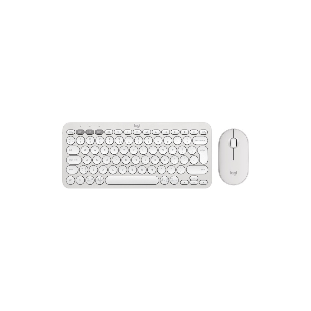 Produktbild för Logitech Pebble 2 Combo - sats med tangentbord och mus - QWERTY - USA, internationellt - tonal white Inmatningsenhet