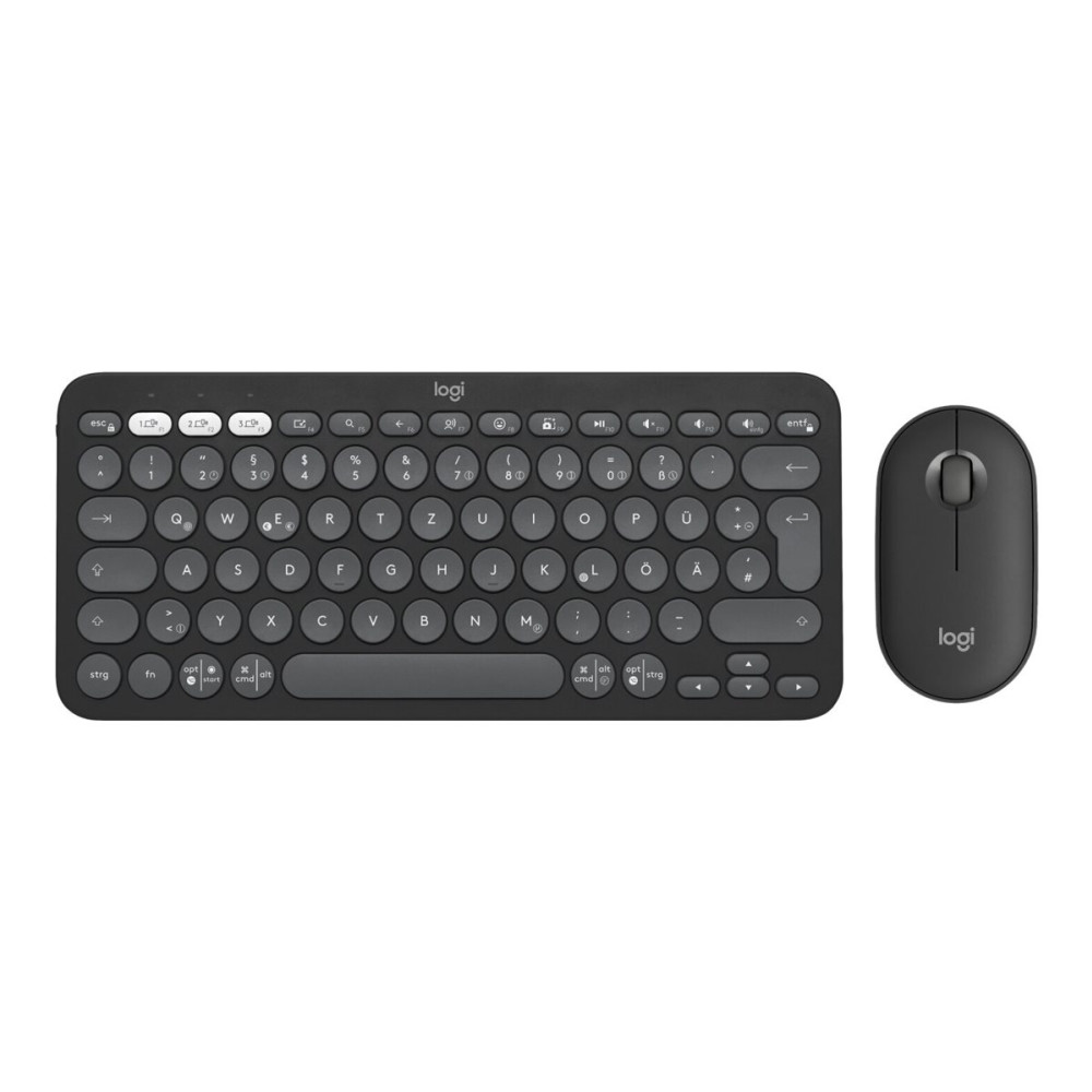Produktbild för Logitech Pebble 2 Combo - sats med tangentbord och mus - QWERTY - USA, internationellt - tonal white Inmatningsenhet