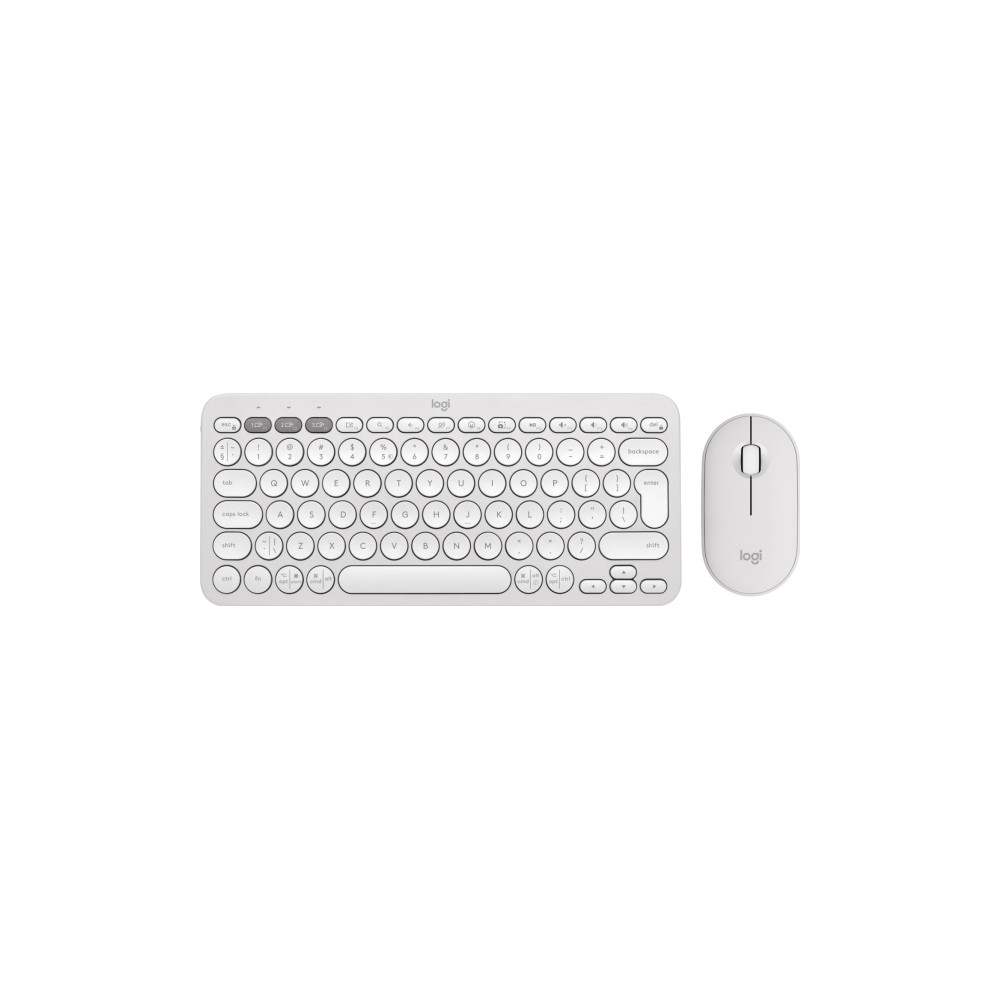 Produktbild för Logitech Pebble 2 Combo - sats med tangentbord och mus - QWERTY - USA, internationellt - tonal white Inmatningsenhet