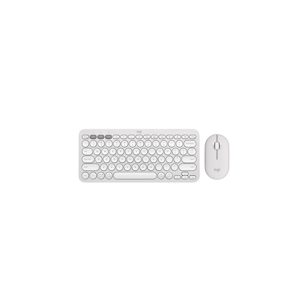 Produktbild för Logitech Pebble 2 Combo - sats med tangentbord och mus - QWERTY - USA, internationellt - tonal white Inmatningsenhet