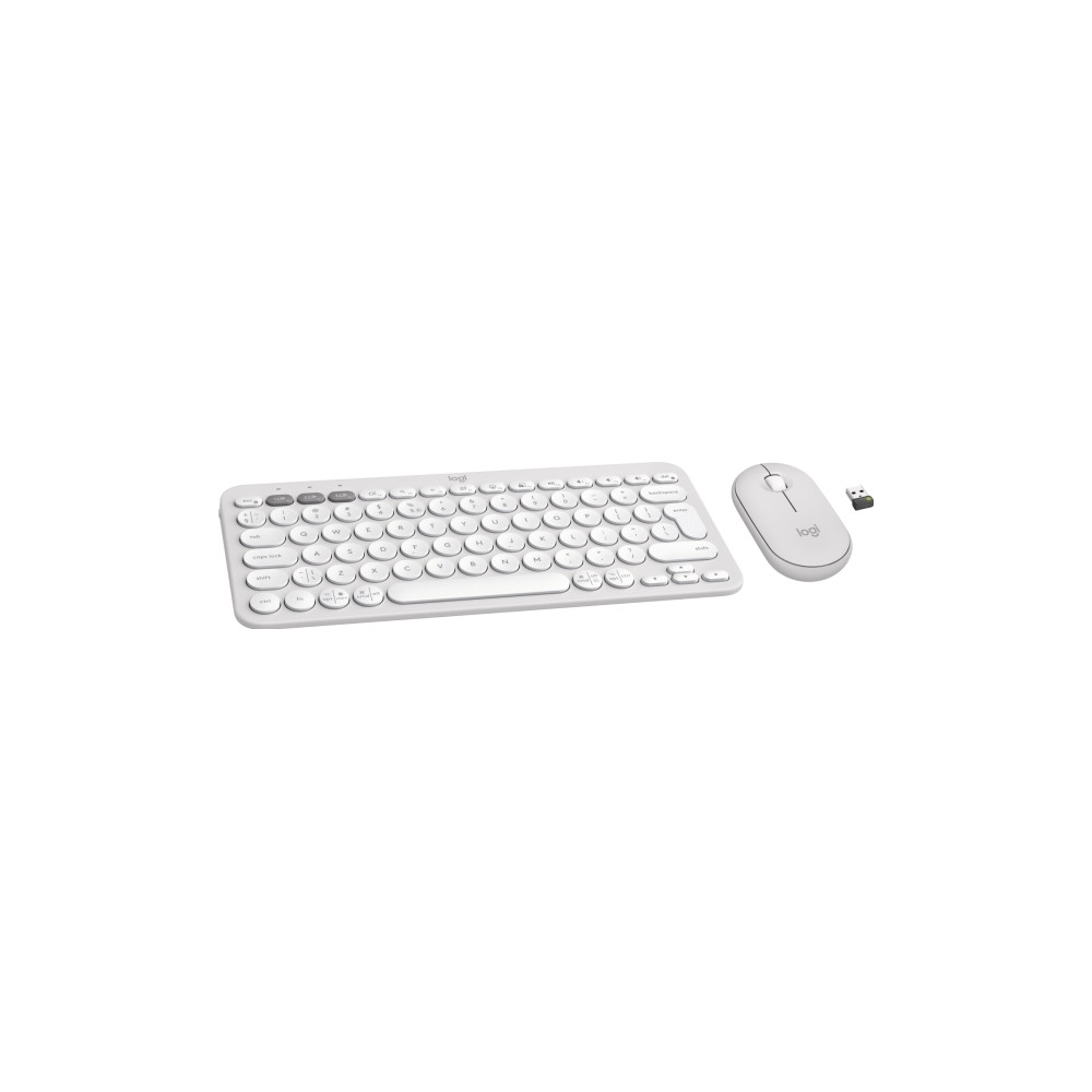 Produktbild för Logitech Pebble 2 Combo - sats med tangentbord och mus - QWERTY - USA, internationellt - tonal white Inmatningsenhet