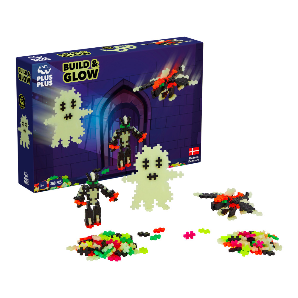 Produktbild för Plus-Plus Build and Glow - Glow in the Dark / 360 bitar