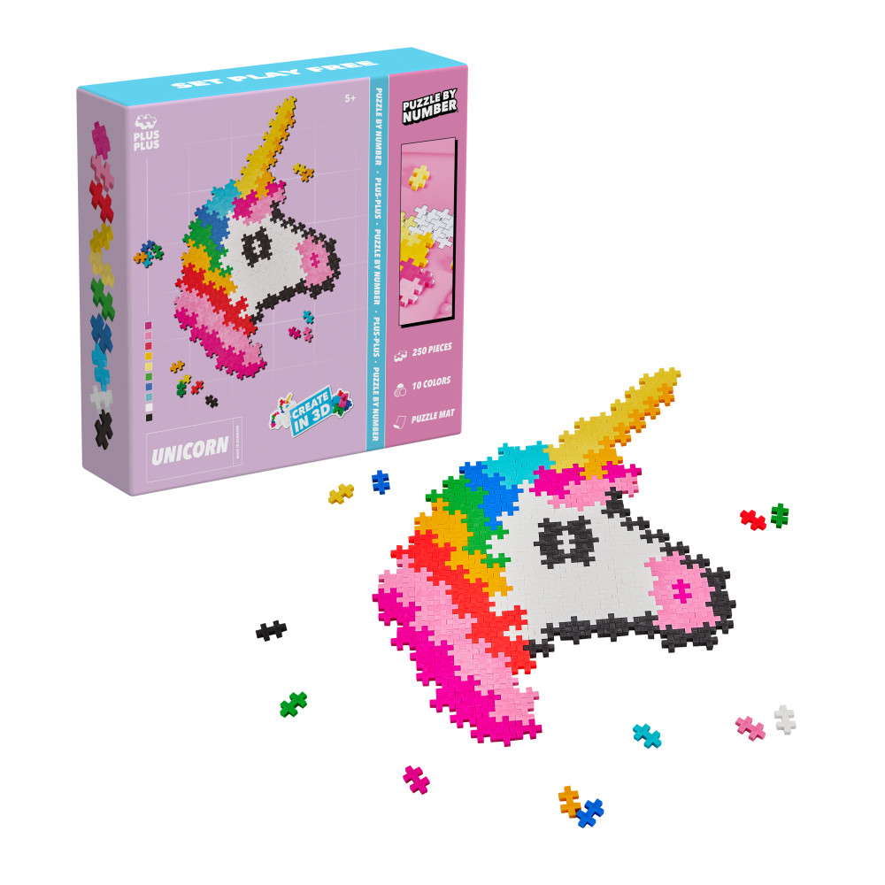 Produktbild för Plus-Plus Puzzle By Number Enhörning 250 bitar