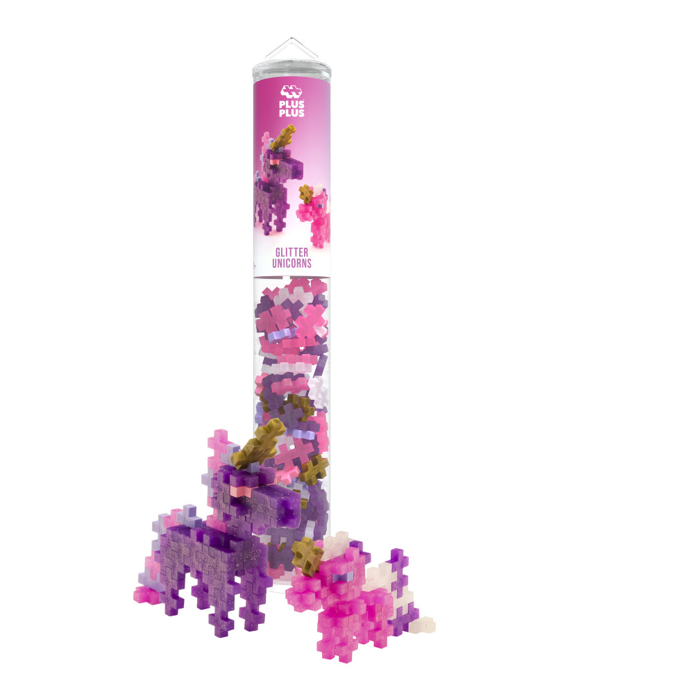 Produktbild för Plus-Plus Glitter Unicorns / 100 bitar rör