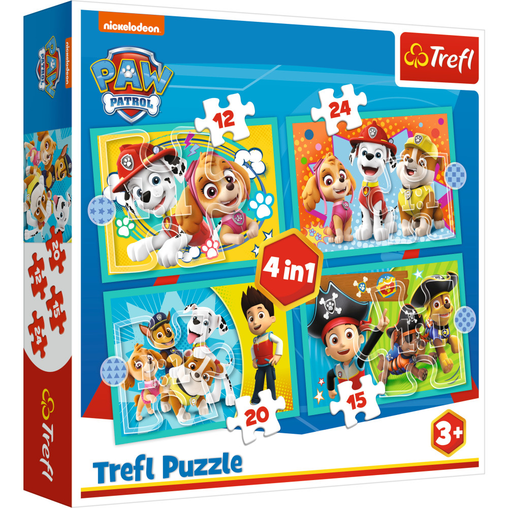 Produktbild för Pappussel Trefl (4i1) 12+15+20+24 Bitar Paw Patrol