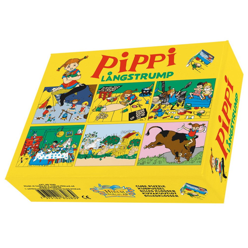 Produktbild för Pippi Långstrump kubpussel - 12 bitar