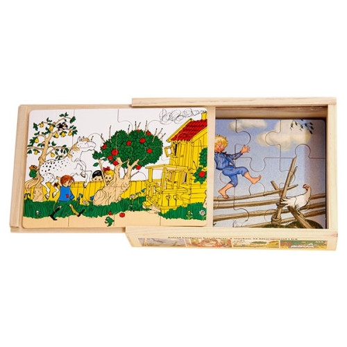 Hjelm förlag Astrid Lindgren 4 st 12-bitarspussel i trä (bok)
