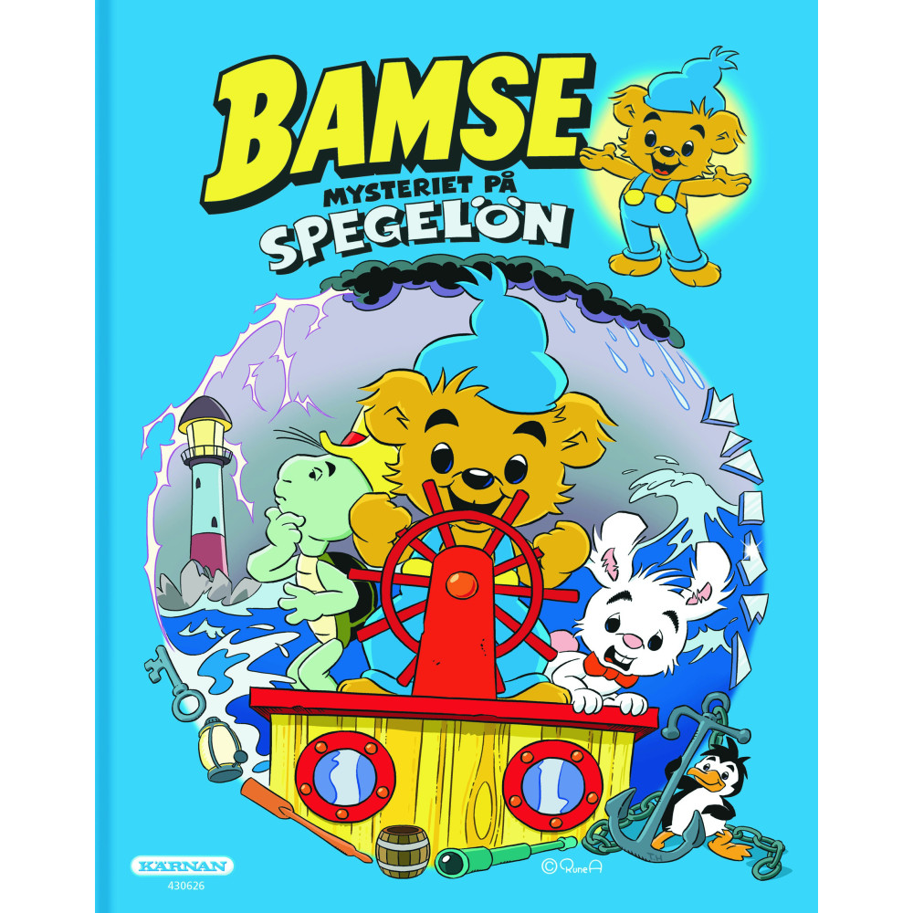 Produktbild för Bamse på spegelön (bok, kartonnage)