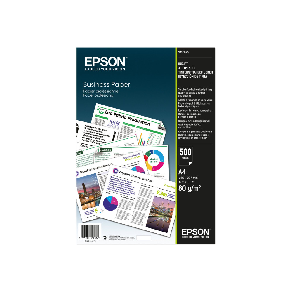 Produktbild för Epson Business Paper - vanligt papper - 500 ark - A4 - 80 g/m²