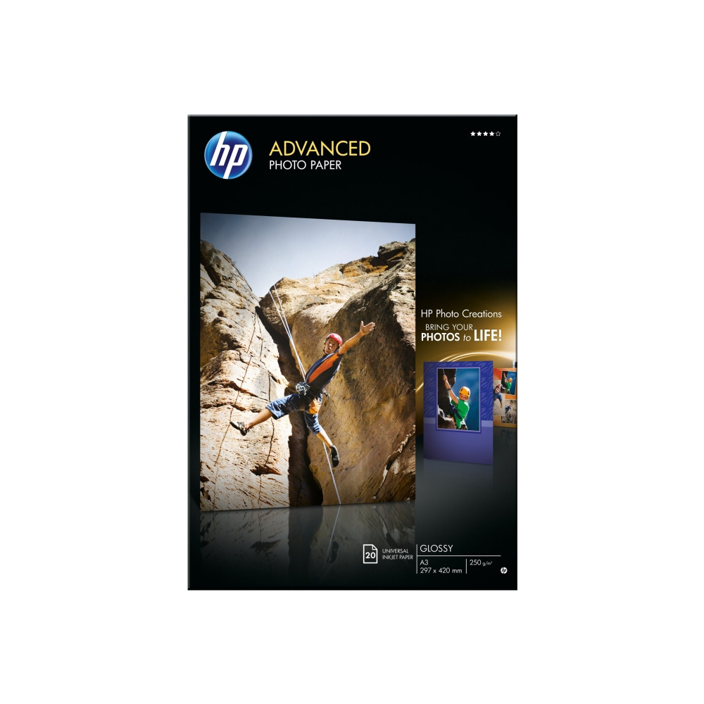 Produktbild för HP Advanced Photo Paper - fotopapper - blank - 20 ark - A3 - 250 g/m²