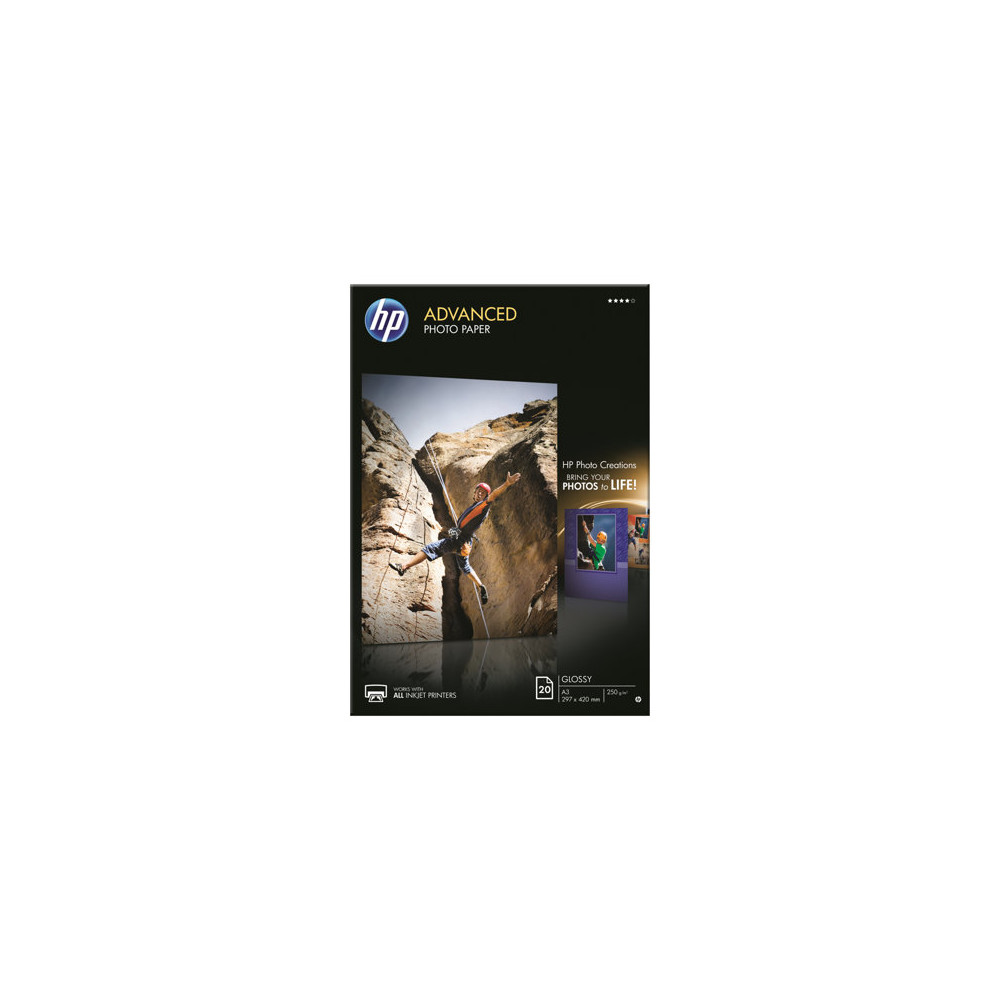 Produktbild för HP Advanced Photo Paper - fotopapper - blank - 20 ark - A3 - 250 g/m²