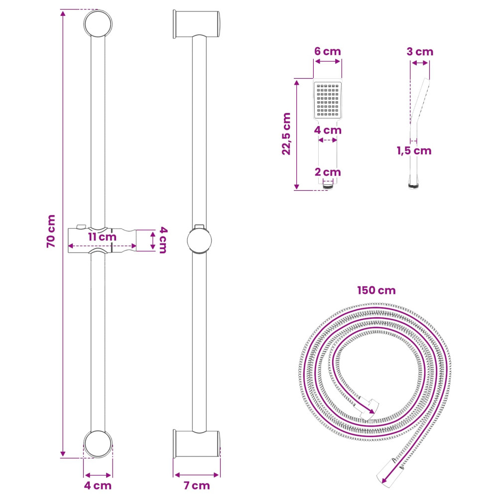 Produktbild för Duschsystemset Krom 70 cm Rostfritt stål