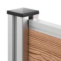 Produktbild för Skräpkorgstaket Brun 161 x 85 x 115 cm Aluminium och WPC