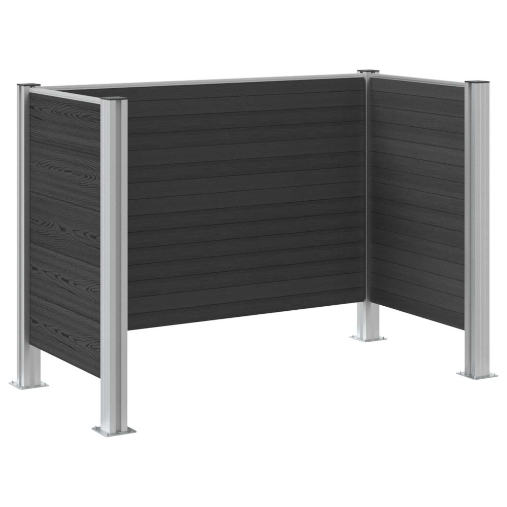 Produktbild för Skräpkorgstaket Grå 161 x 85 x 115 cm Aluminium och WPC