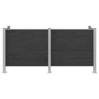 Produktbild för Skräpkorgstaket Grå 237 x 85 x 115 cm Aluminium och WPC