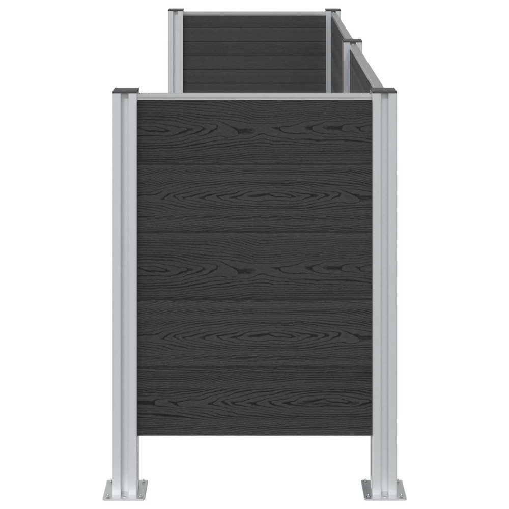 Produktbild för Skräpkorgstaket Grå 237 x 85 x 115 cm Aluminium och WPC