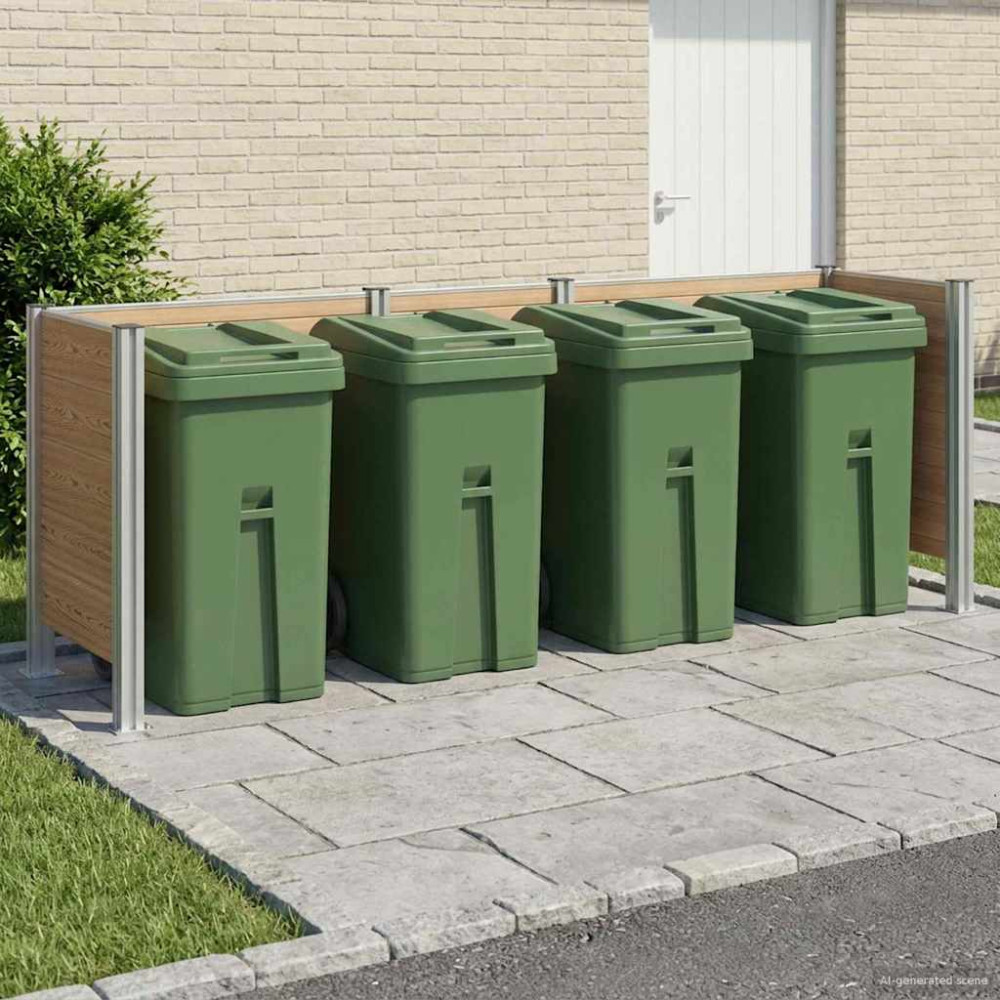 Produktbild för Skräpkorgstaket Brun 315 x 85 x 115 cm Aluminium och WPC