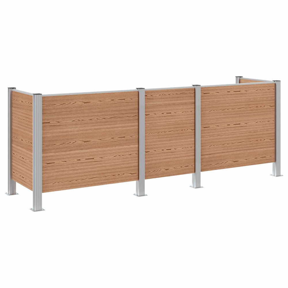 Produktbild för Skräpkorgstaket Brun 315 x 85 x 115 cm Aluminium och WPC
