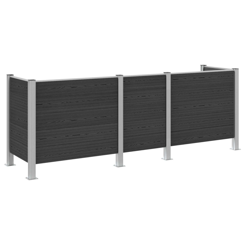 Produktbild för Skräpkorgstaket Grå 315 x 85 x 115 cm Aluminium och WPC