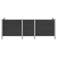 Produktbild för Skräpkorgstaket Grå 315 x 85 x 115 cm Aluminium och WPC
