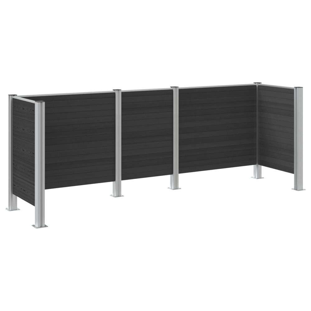Produktbild för Skräpkorgstaket Grå 315 x 85 x 115 cm Aluminium och WPC