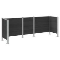 Produktbild för Skräpkorgstaket Grå 315 x 85 x 115 cm Aluminium och WPC