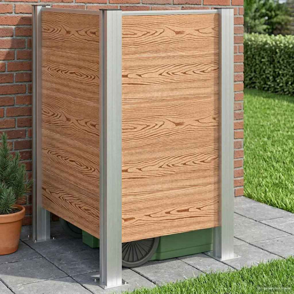 Produktbild för Skräpkorgstaket Brun 85 x 85 x 115 cm Aluminium och WPC