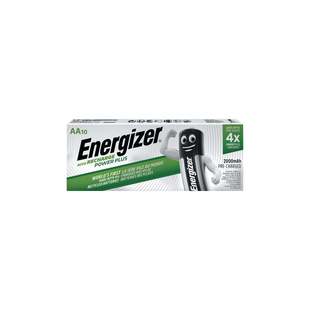 Produktbild för Batteri Energizer Accu Recharge Power+ laddbart AA – 10-pack