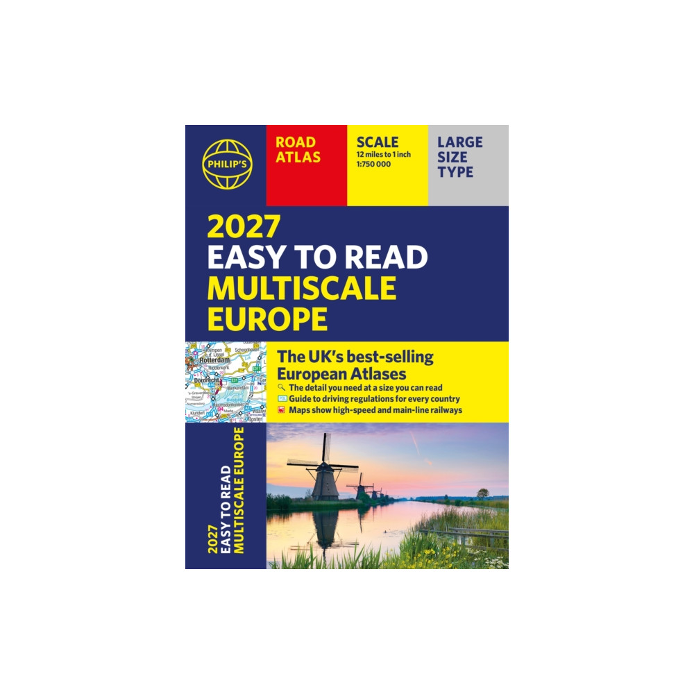 Produktbild för Philip's 2027 Easy to Read Multiscale Road Atlas of Europe (häftad, eng)