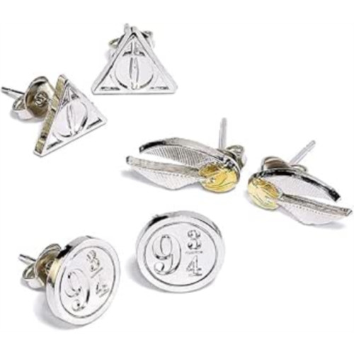 THE CARAT SHOP Harry Potter Deathly Hallows/Golden Snitch/Platform Stud Earring Set