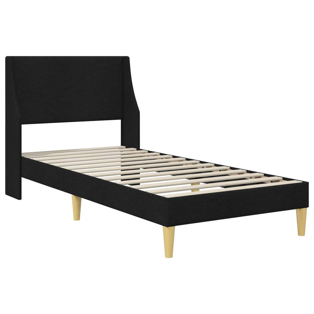Produktbild för Sängram med madrass med huvudgavel Svart 90 x 200 cm Polyester