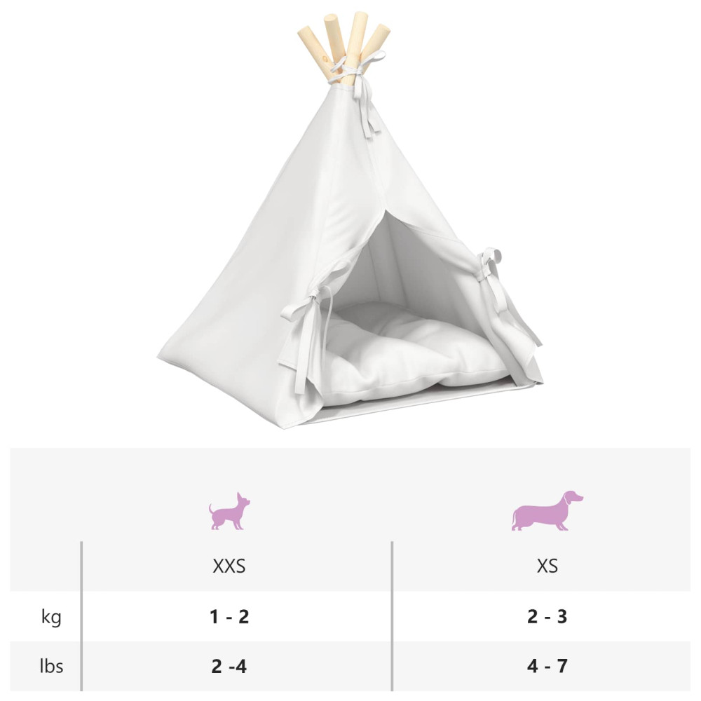 Produktbild för Husdjurs-tält med kudde Vit 40 x 40 x 50 cm Polyester