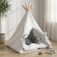 Produktbild för Husdjurs-tält med kudde Vit 40 x 40 x 50 cm Polyester