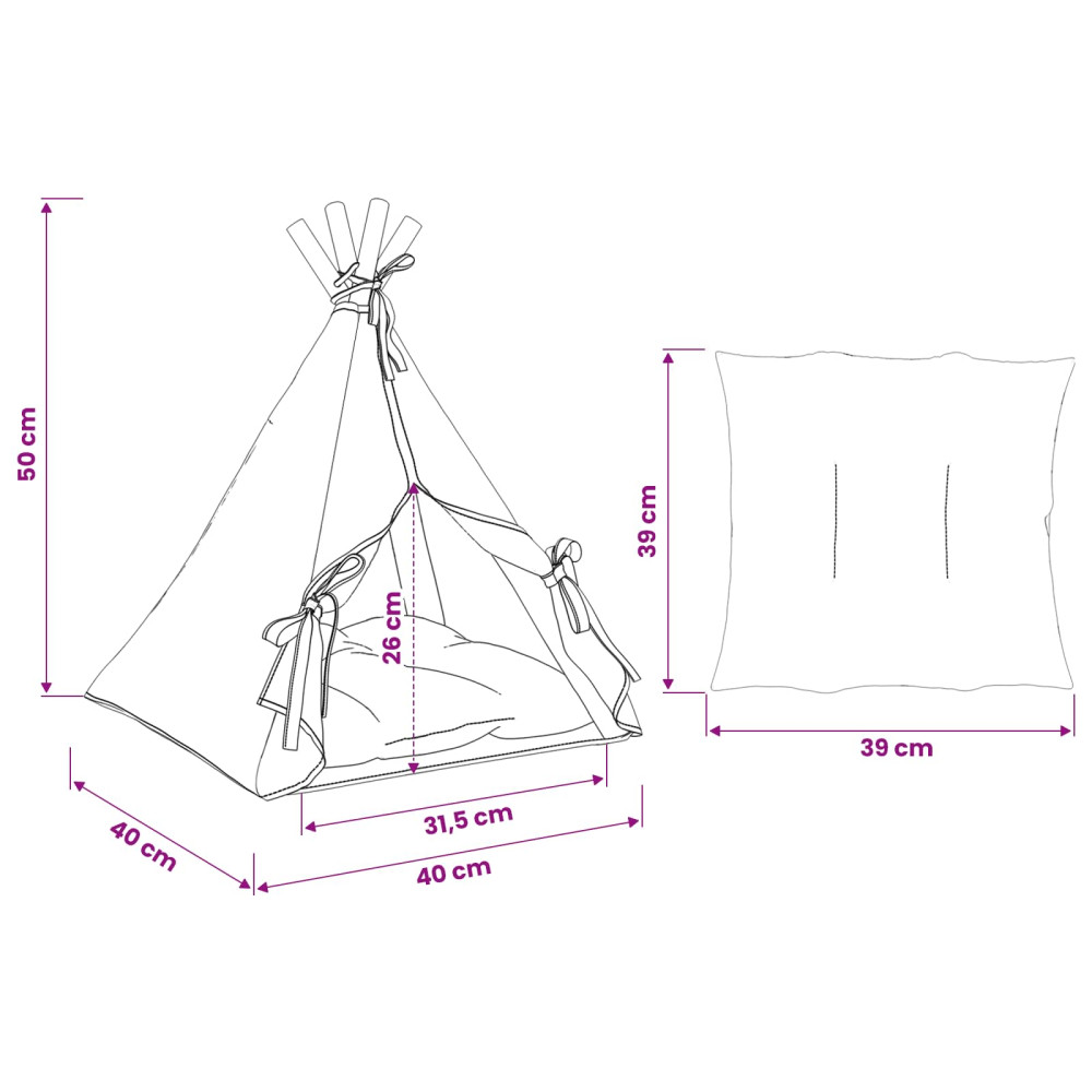 Produktbild för Husdjurs-tält med kudde Vit 40 x 40 x 50 cm Polyester