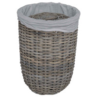 Produktbild för Tvättkorg med Lock 2 pcs Naturlig grå Kubu Rattan
