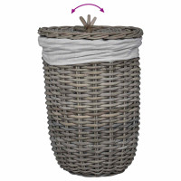 Produktbild för Tvättkorg med Lock 2 pcs Naturlig grå Kubu Rattan