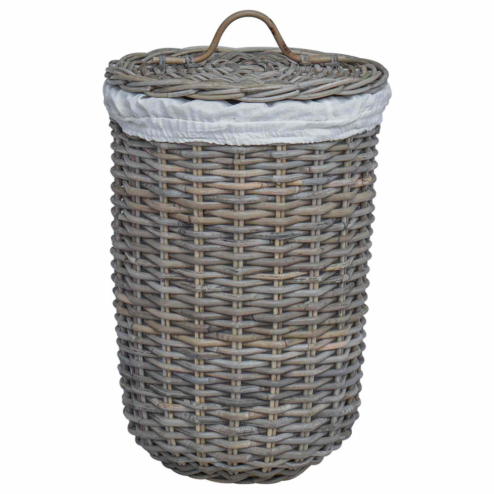 Produktbild för Tvättkorg med Lock 2 pcs Naturlig grå Kubu Rattan