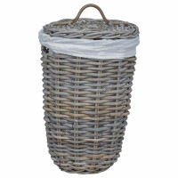 Produktbild för Tvättkorg med Lock 2 pcs Naturlig grå Kubu Rattan