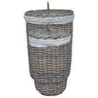 Produktbild för Tvättkorg med Lock 2 pcs Naturlig grå Kubu Rattan