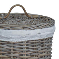 Produktbild för Tvättkorg med Lock 2 pcs Naturlig grå Kubu Rattan