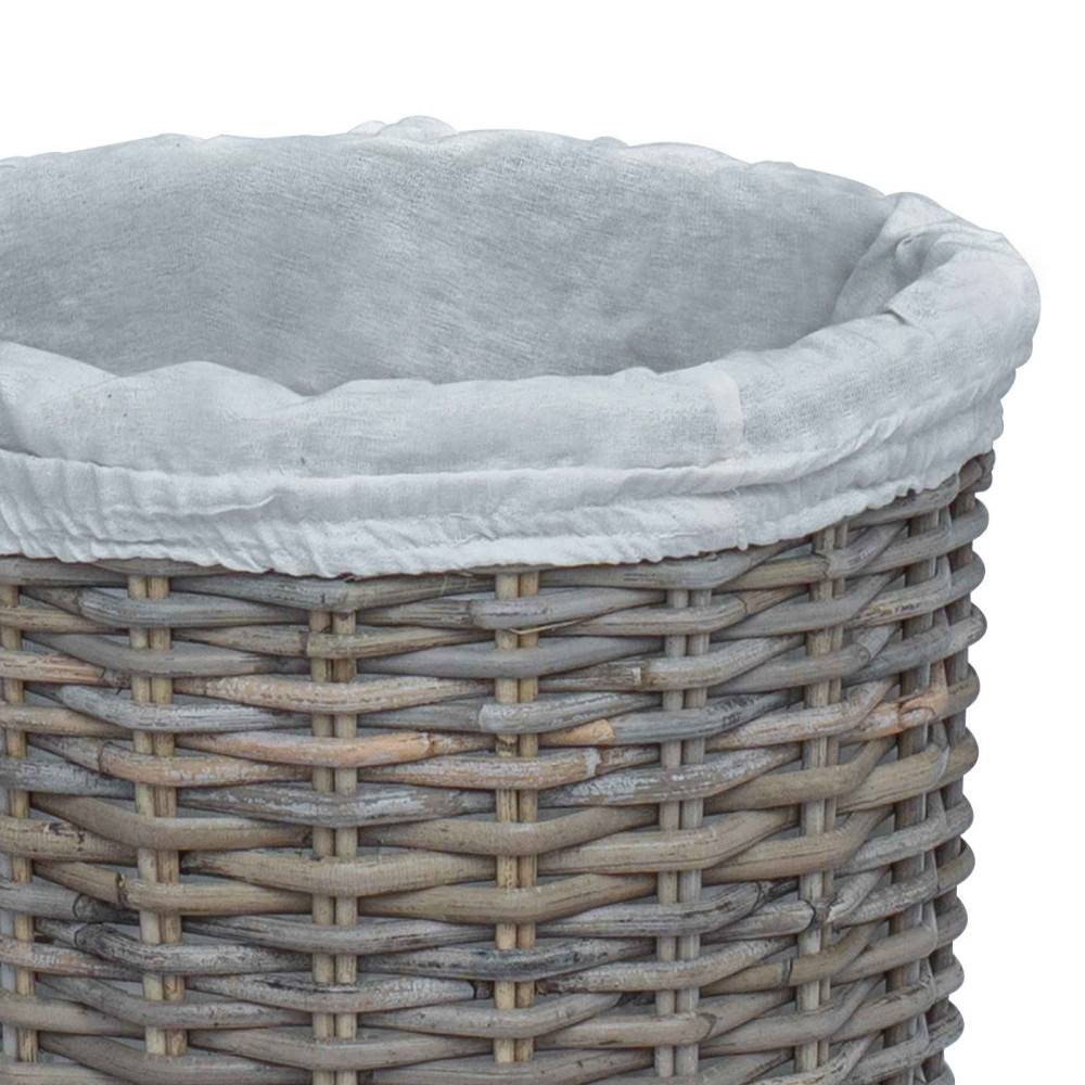 Produktbild för Tvättkorg med Lock 2 pcs Naturlig grå Kubu Rattan