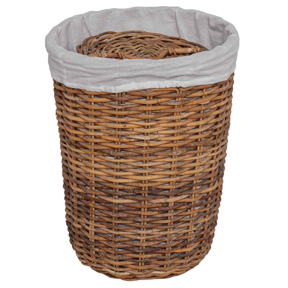 Produktbild för Tvättkorg 2 pcs Brun Kubu Rattan