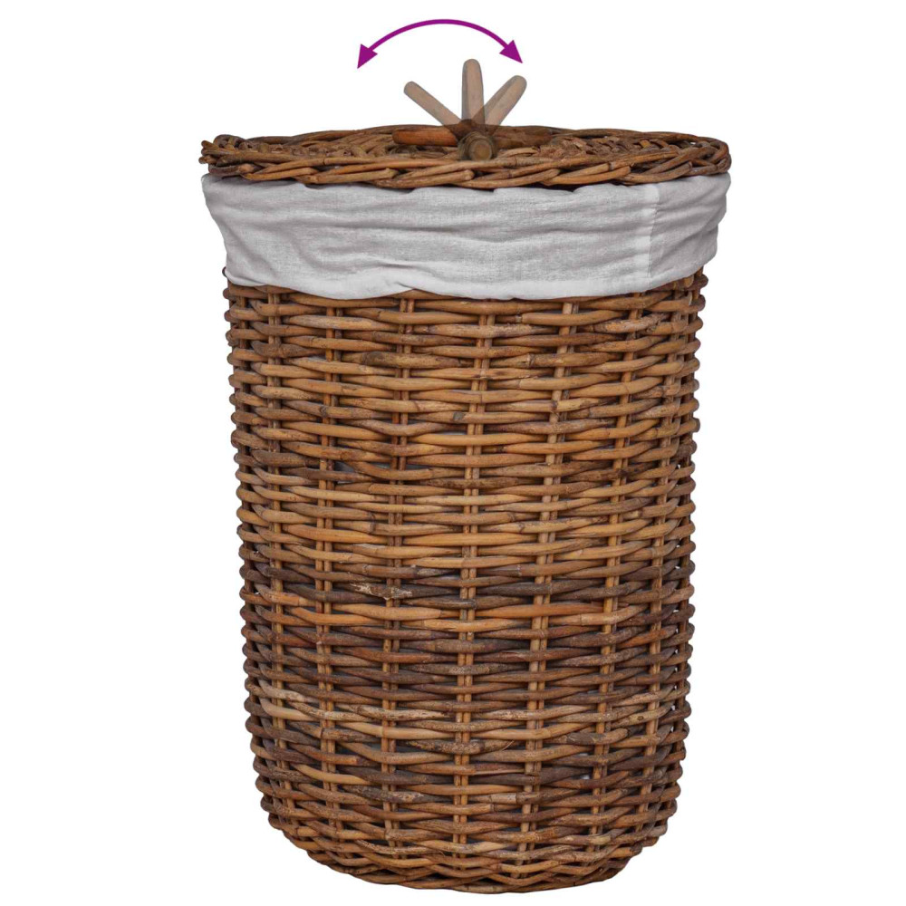 Produktbild för Tvättkorg 2 pcs Brun Kubu Rattan
