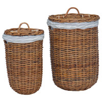Produktbild för Tvättkorg 2 pcs Brun Kubu Rattan