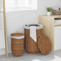 Produktbild för Tvättkorg 2 pcs Brun Kubu Rattan