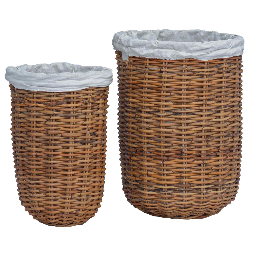 Produktbild för Tvättkorg 2 pcs Brun Kubu Rattan