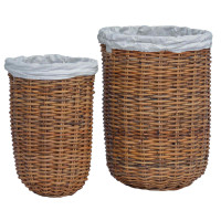 Produktbild för Tvättkorg 2 pcs Brun Kubu Rattan