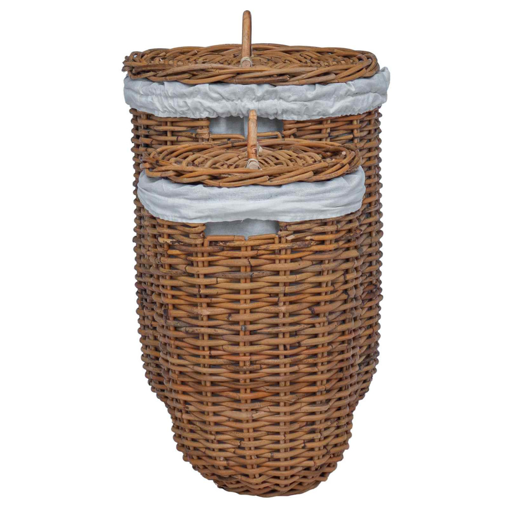 Produktbild för Tvättkorg 2 pcs Brun Kubu Rattan