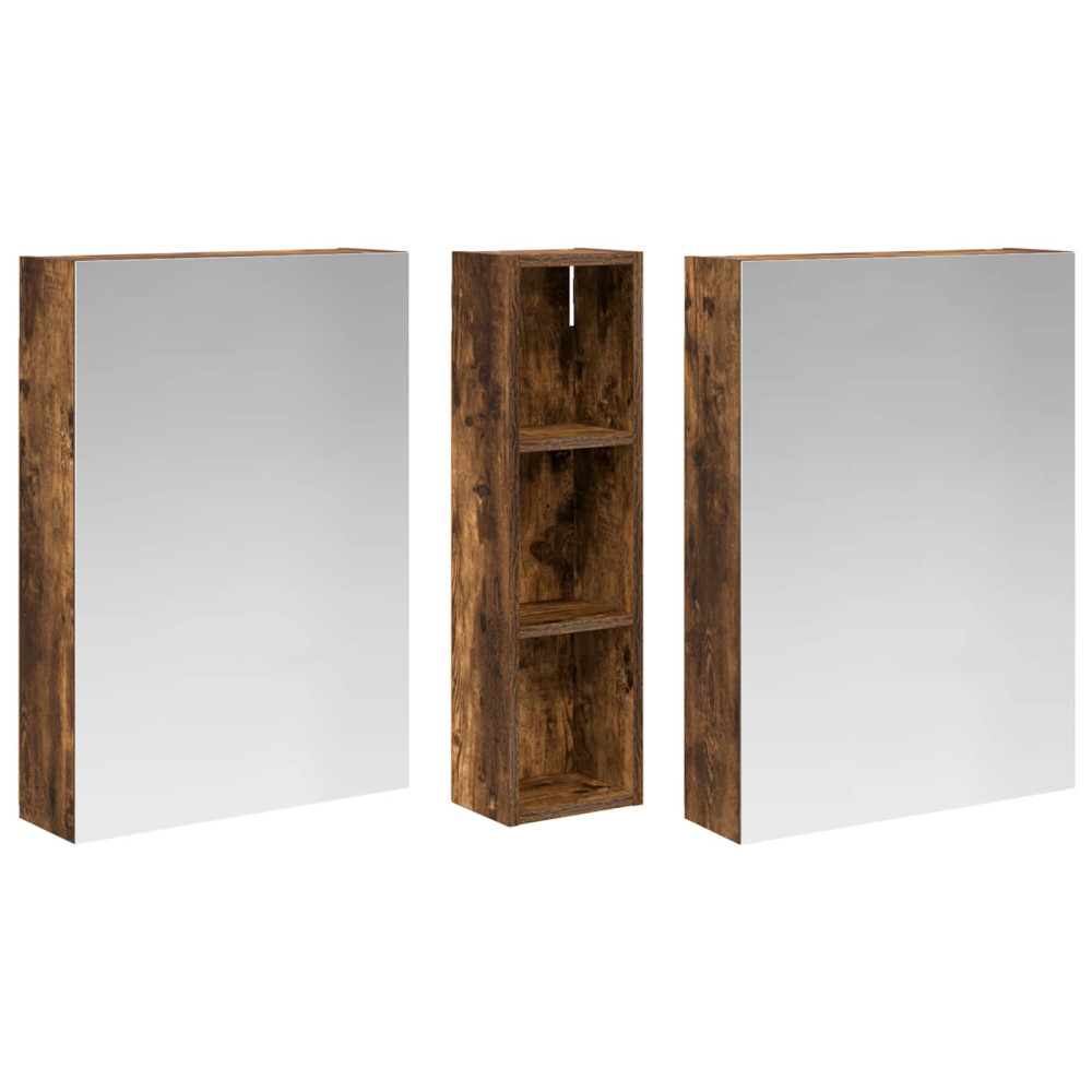 Produktbild för Badrumsskåpsset 3 pcs 120 x 14,5 x 70 cm Konstruerat trä