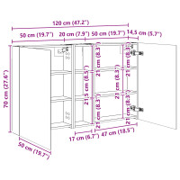 Produktbild för Badrumsskåpsset 3 pcs 120 x 14,5 x 70 cm Konstruerat trä